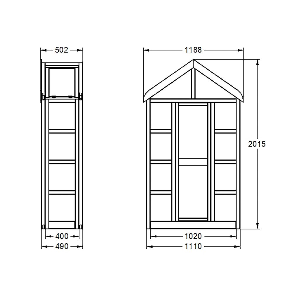 Forest Garden Georgian Wall Greenhouse with Auto Vent (Home Delivery)