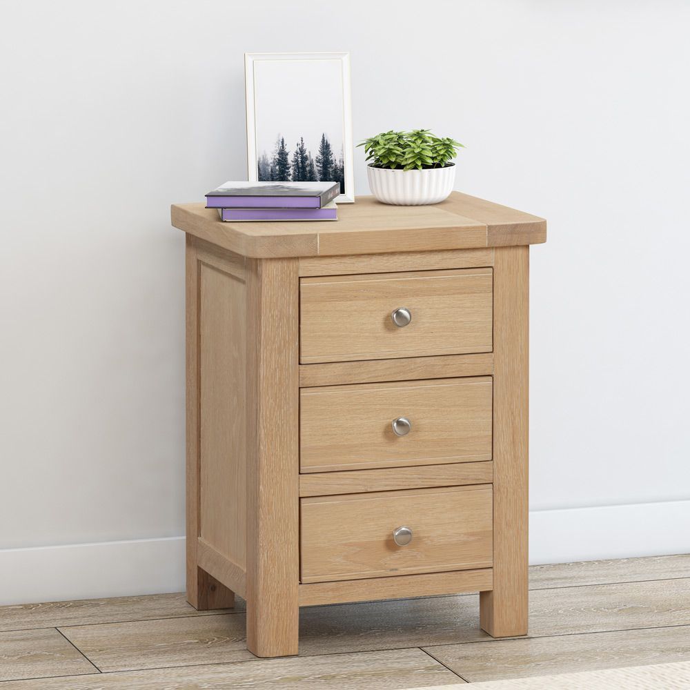 Somerby Oak Bedside Table with 3 drawers