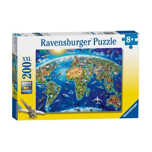 World Landmarks Map Jigsaw Puzzle - 200 XXL Pieces