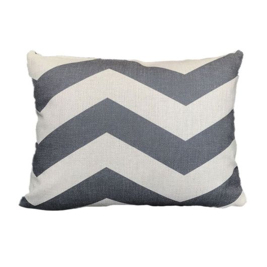 Chevron Grey and White Lumbar Cushion 45 x 33cm