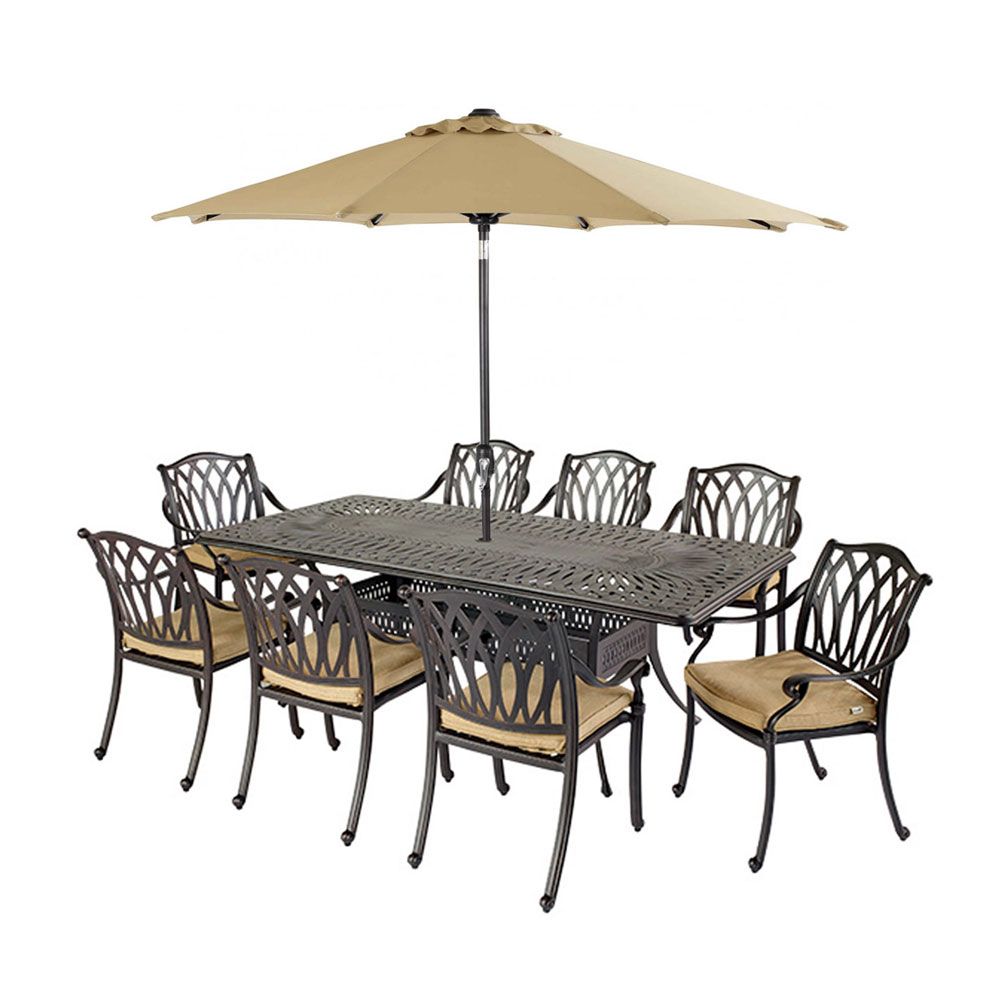 Hartman Florence 8 Seat Rectangular Set with 3m Parasol