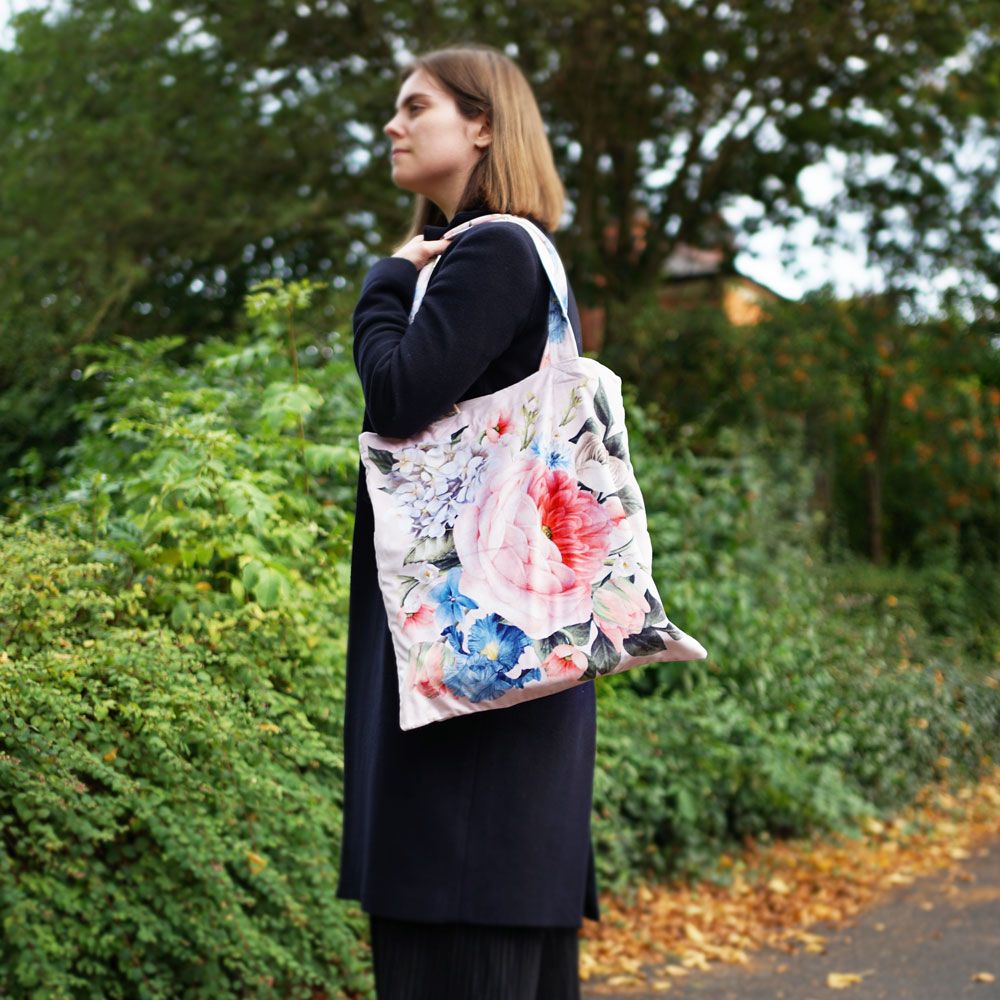 Floral Pink Peony Tote Bag