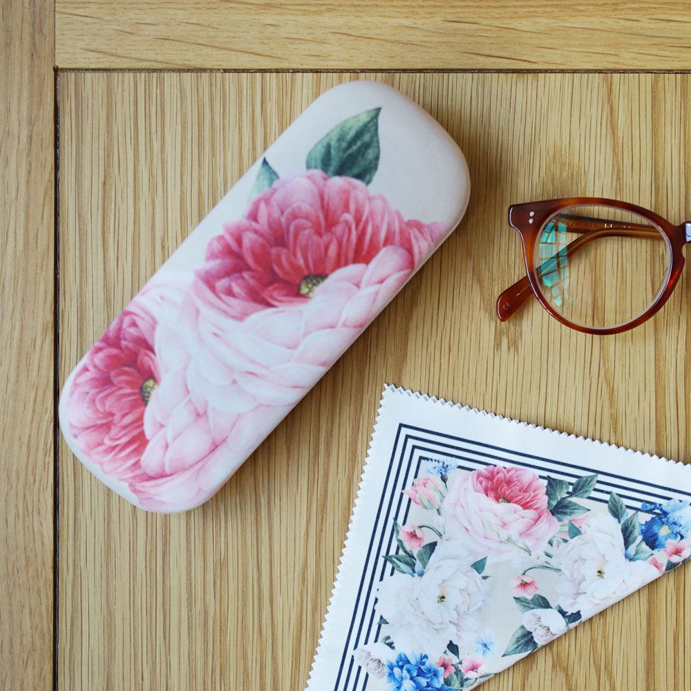 Floral Pink Peony Glasses Case