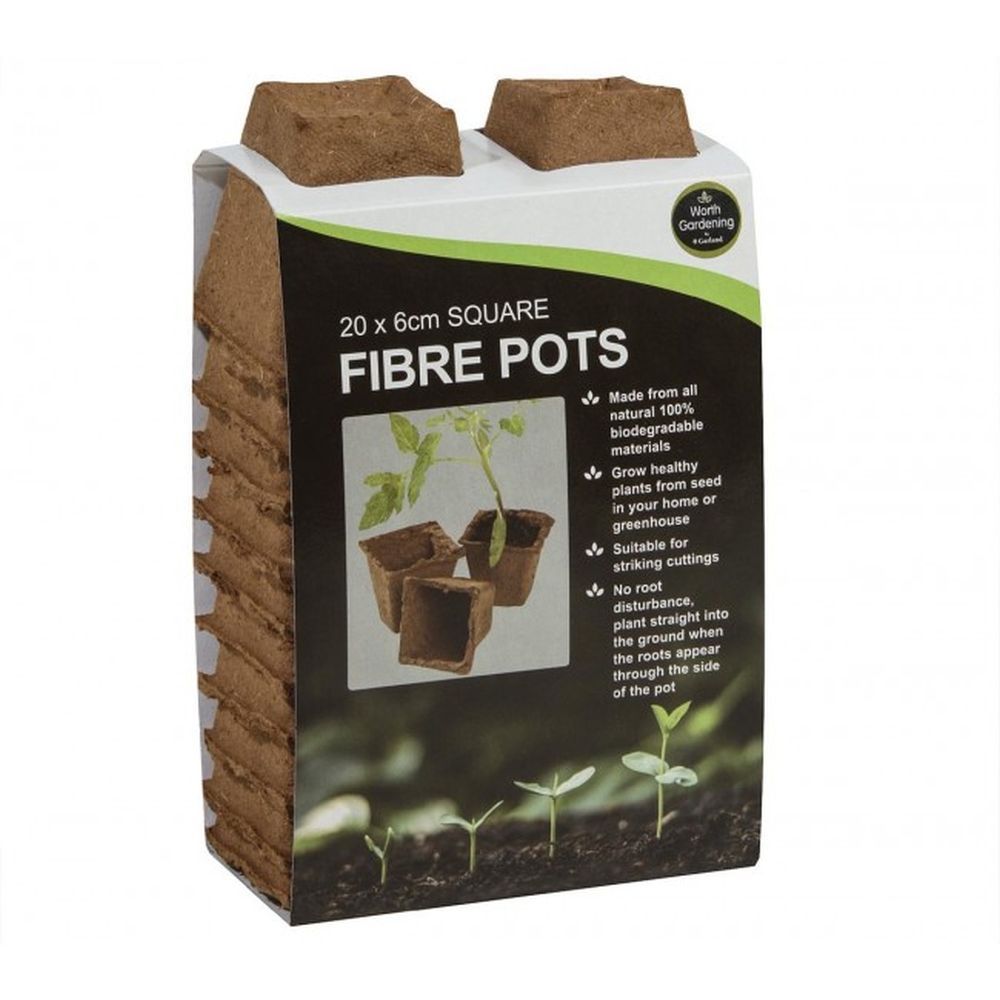 Garland 6cm Square Fibre Pots - 20 Pack