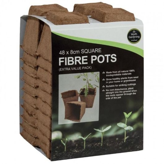 Garland 8cm Square Fibre Pots - 48 Pack